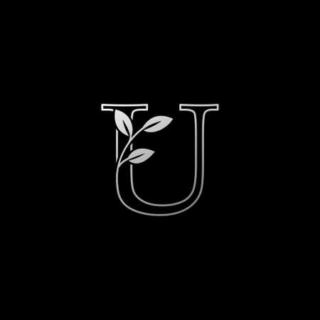 Outline Letter U Nature Tropical Leaf Initial logo Icon.のイラスト素材