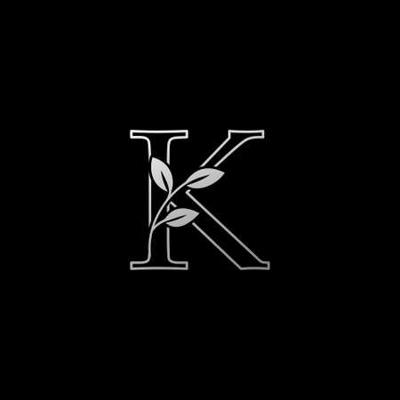 Outline Letter K Nature Tropical Leaf Initial logo Icon.のイラスト素材