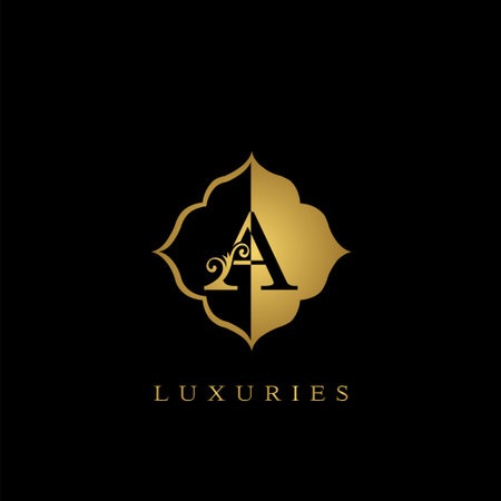 Golden Initial Letter A Luxury   vector design ornate badge luxury business identity.のイラスト素材