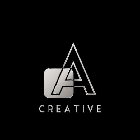 Overlap Outline   Letter A Technology with Rounded Square Shape Vector Design Template.のイラスト素材