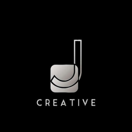 Overlap Outline   Letter J Technology with Rounded Square Shape Vector Design Template.のイラスト素材