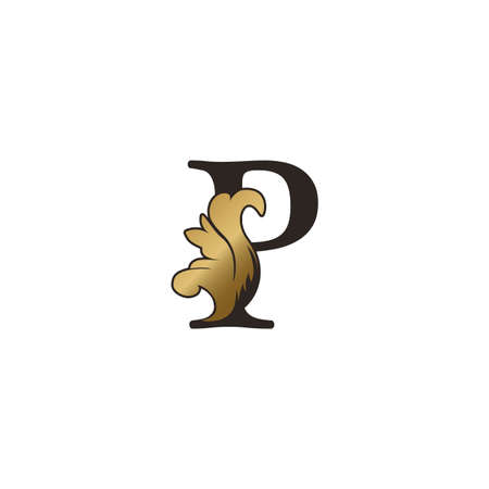 Monogram P Letter Logo Luxury Swirl Ornate Ornament Vector Template Designのイラスト素材
