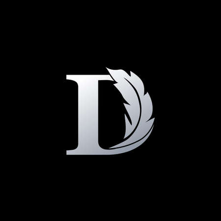 Initial Letter D Logo with feather. Trendy Design concept luxury feather element and Letter D for business, lawyer, notary, firm and more brand.のイラスト素材