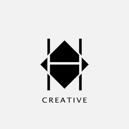 H Polygon Geometric Letter Logo. Monogram color letter logo with polygon geometric vector design concept.のイラスト素材