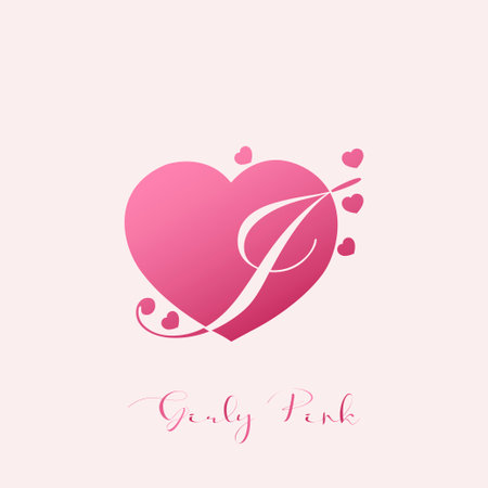 Initial Letter I logo icon love pink, vector design design concept girly heart love with letter logo icon.のイラスト素材