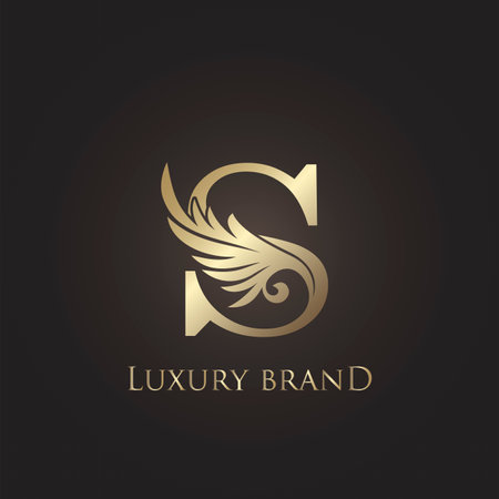 Luxury Letter S Logo Gold Monogram Feather Decorative Ornate Ornament Vector Design Templateのイラスト素材