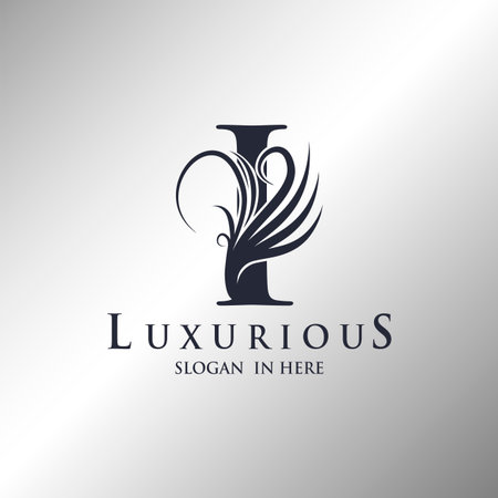 Letter I Monogram Luxury Ornate Decorative Elegance Logo Template Design.のイラスト素材