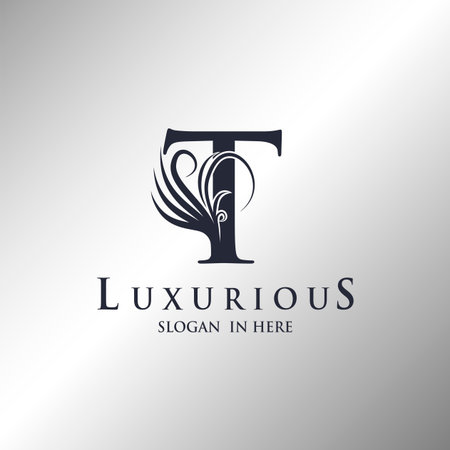 Letter T Monogram Luxury Ornate Decorative Elegance Logo Template Design.のイラスト素材