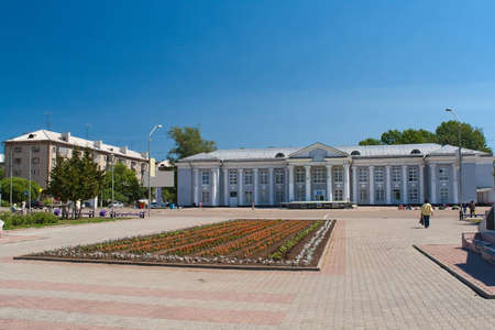 Scenic sunny view of a small town Novoaltayskのeditorial素材