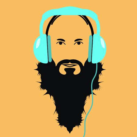 man dj with headphones vector illustration flat layのイラスト素材