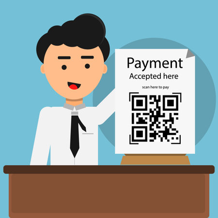 QR code payment accepted here with manのイラスト素材