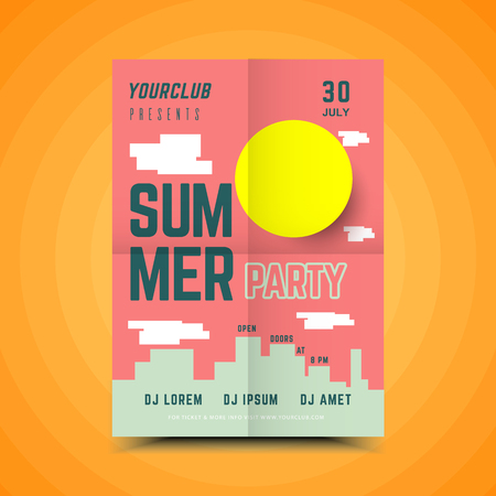 Summer party poster.Summer festival vertical flyer templateのイラスト素材