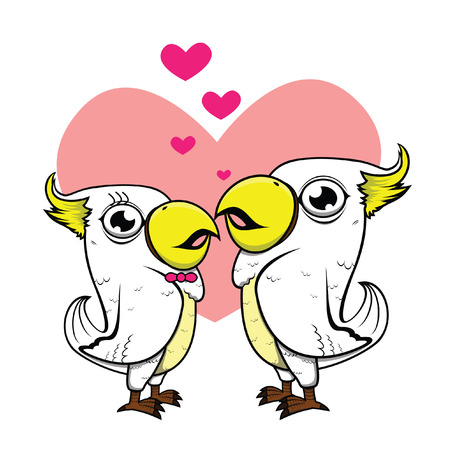 parrot romantic coupleのイラスト素材