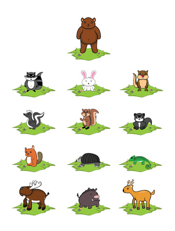 forest animal grass land setのイラスト素材