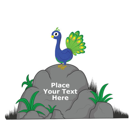 peacock on big rock for messageのイラスト素材