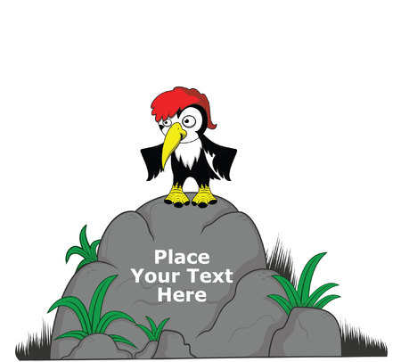 woodpecker on big rock for messageのイラスト素材