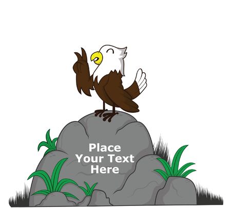 hawk on big rock for messageのイラスト素材