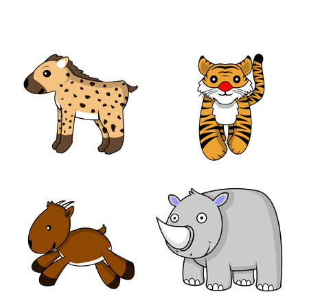 Wild Animal.Hyena.Tiger.Goat.Rhinoのイラスト素材