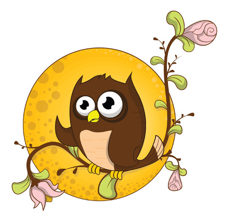 owl flower backgroundのイラスト素材