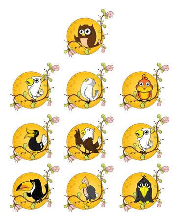 bird set flower backgroundのイラスト素材