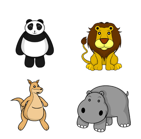 wild animal.panda.lion.kangaroo.panda.hyppoのイラスト素材
