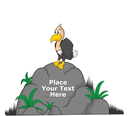 vulture on big rock for messageのイラスト素材