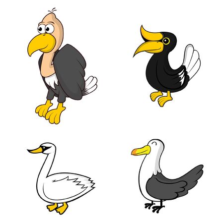 Bird Set vulture.hornbill.duck.seagullのイラスト素材