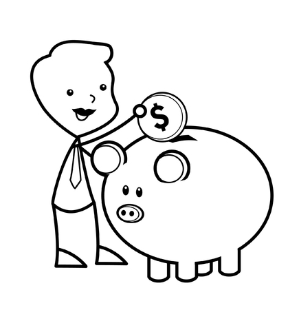 businessman piggy bankのイラスト素材