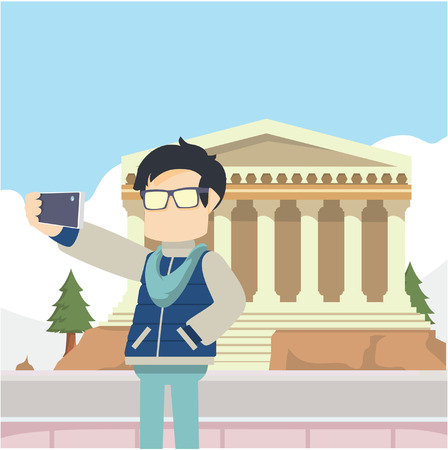 neerd selfie in greekのイラスト素材