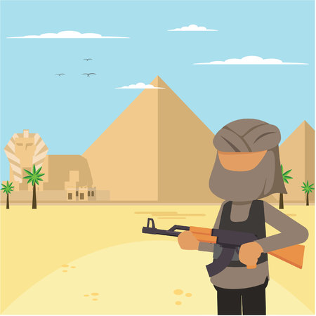 terrorist on egyptのイラスト素材