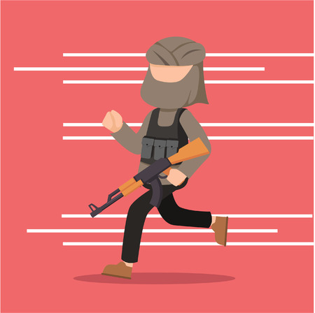 terrorist running for coverのイラスト素材