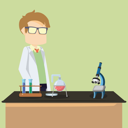 scientist infront tableのイラスト素材