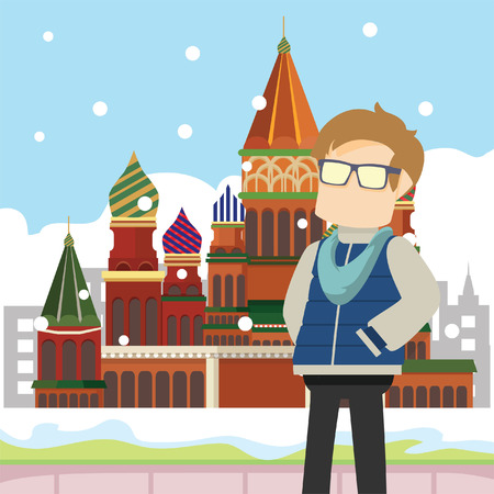 nerd in front moscowのイラスト素材