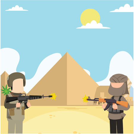 soldier war with terrorist egyptのイラスト素材