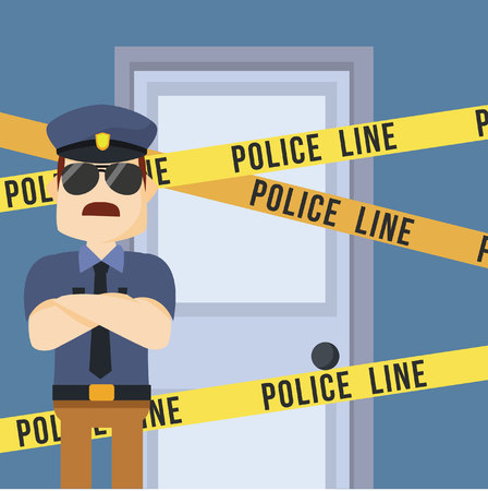 police guarding crime sceneのイラスト素材