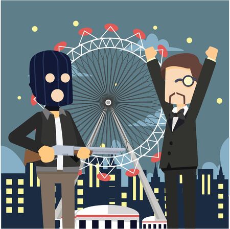 richman being robbed at nightのイラスト素材