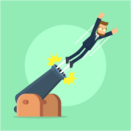 businessman shooted by cannonのイラスト素材