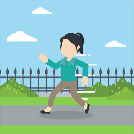girl going joggingのイラスト素材