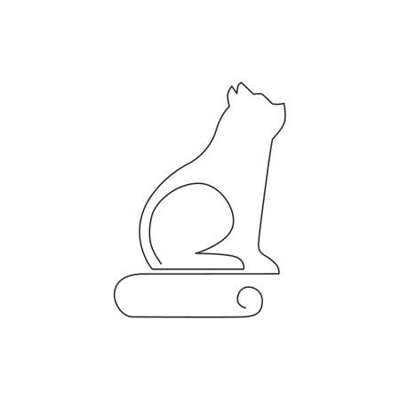 One single line drawing of simple cute cat kitten icon. Pet shop logo emblem vector concept. Modern continuous line graphic draw design illustrationのイラスト素材