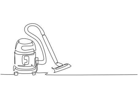 Single continuous line drawing of 
electric vacuum cleaner household utensil. Electronic wireless robot cleaning home appliance concept. Modern one line draw design graphic vector illustrationのイラスト素材
