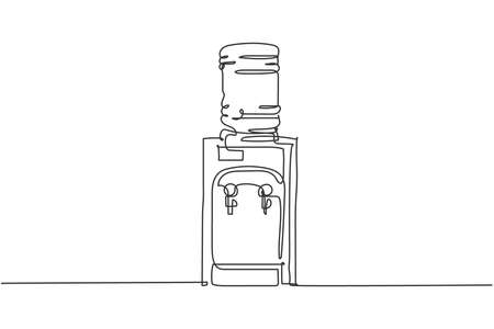 Single continuous line drawing of
water dispenser with plastic gallon household utensil. Electronic home appliance concept. Modern one line draw design graphic vector illustrationのイラスト素材