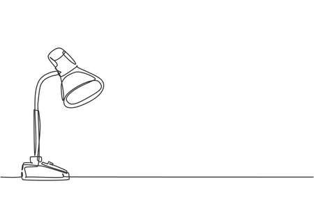 One single line drawing of desk lamp for home appliance. Electricity table lamp for furniture design interior concept. Dynamic continuous line graphic draw vector design illustrationのイラスト素材
