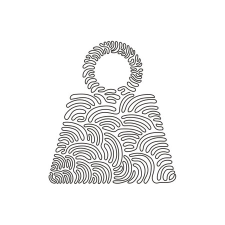 Single one line drawing weight icon. Bodybuilding tools vector graphic pictogram symbol clip art. Doodle sketch black sign. Swirl curl style. Modern continuous line draw designのイラスト素材