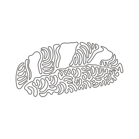 Single one line drawing traditional Japanese sushi, raw tuna slice or maguro rice ball. Menu in Japanese restaurant. Swirl curl style. Modern continuous line draw design graphic vector illustrationのイラスト素材