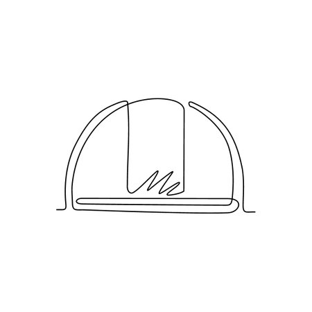 Single continuous line drawing gaul (gaelic) warrior helmet. Warrior symbol icon isolated. Element for emblem, sticker, badge, label, icon. Dynamic one line draw graphic design vector illustrationのイラスト素材