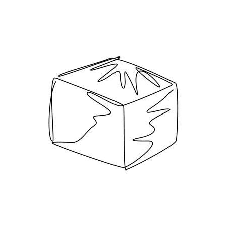 Continuous one line drawing cardboard boxes icon. Container template. Carton packaging. Closed carton delivery packaging box flat design isolated. Single line draw design vector graphic illustrationのイラスト素材