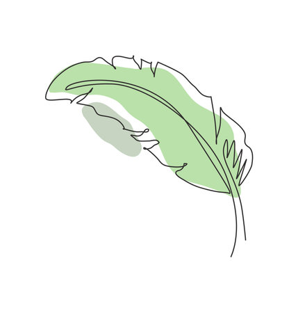 One continuous line drawing abstract tropical banana leaf. Minimal natural eco botanical concept. Home wall decor, poster, tote bag, fabric print. Single line draw design graphic vector illustrationのイラスト素材