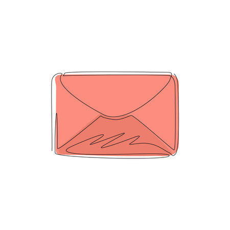 Single one line drawing closed mail envelope icon. Not read incoming message. Decoration for greeting cards, posters, prints for clothes. Modern continuous line draw design graphic vector illustrationのイラスト素材
