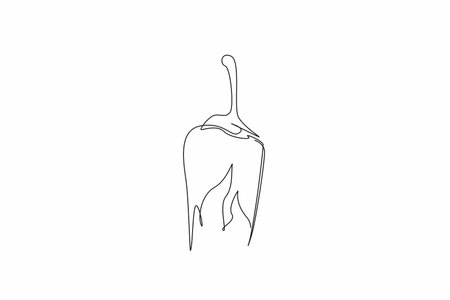 Single continuous line drawing shape of a chili pepper with flames emerging from its base. The chili pepper associated with spice and passion. National Chili Day. One line design vector illustrationのイラスト素材