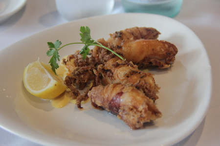 Fried Calamari at One of the Famous Seafood Restaurant in Sydneyの写真素材